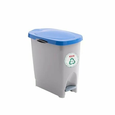 ARAVEN Polypropylene Trash Bin with Pedal, 5.8 Gal, Blue, 4PK 43400